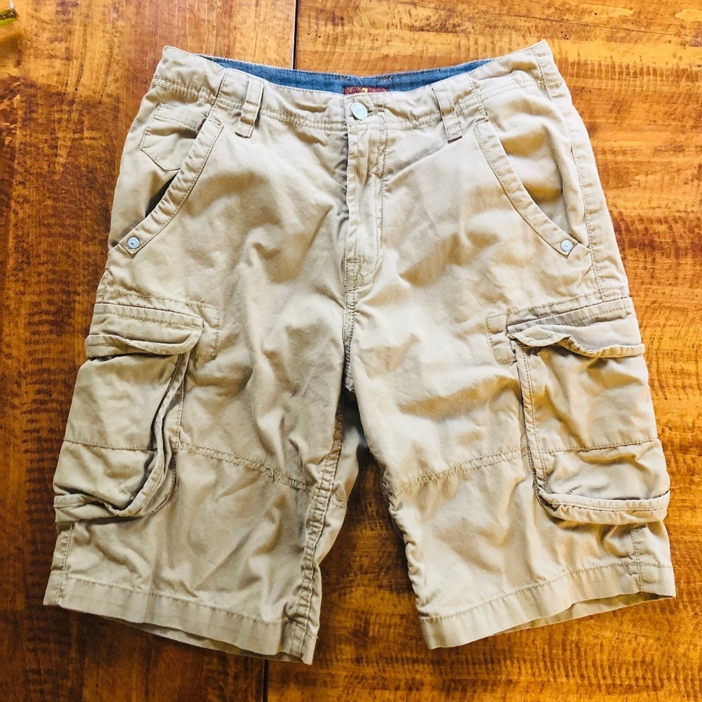 ❤️7 For All Mankind - Boys’ Khaki Cargo Shorts - 14